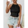 imageSOLY HUX Open Back Halter Tops for Women Tie Backless Ruffle Crop Tops Sleeveless Y2K Going Out CamisolesSolid Black