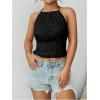 imageSOLY HUX Open Back Halter Tops for Women Tie Backless Ruffle Crop Tops Sleeveless Y2K Going Out CamisolesSolid Black