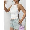 imageSOLY HUX Open Back Halter Tops for Women Tie Backless Ruffle Crop Tops Sleeveless Y2K Going Out CamisolesSolid White