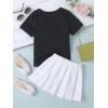 imageSOLY HUX Toddler Girls 2 Piece Outfits Letter Print Short Sleeve Tee and Pleated Skirt SetBlack and White Letter