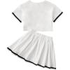 imageSOLY HUX Toddler Girls 2 Piece Outfits Letter Print Short Sleeve Tee and Pleated Skirt SetWhite Letter