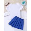 imageSOLY HUX Toddler Girls 2 Piece Outfits Letter Print Short Sleeve Tee and Pleated Skirt SetWhite and Blue