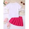 imageSOLY HUX Toddler Girls 2 Piece Outfits Letter Print Short Sleeve Tee and Pleated Skirt SetWhite and Pink
