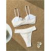 imageSOLY HUX Womens 2 Piece Bathing Suit High Cut Low Rise Textured Cheeky Bikini Set SwimwearSolid Apricot