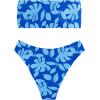 imageSOLY HUX Womens Bandeau Tie Front Tropical Print Bikini Set Bathing Suits 2 Piece SwimsuitBlue Tropical