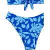 imageSOLY HUX Womens Bandeau Tie Front Tropical Print Bikini Set Bathing Suits 2 Piece SwimsuitBlue Tropical
