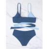 imageSOLY HUX Womens Color Block Bathing Suit Criss Cross Wrap Tie Back Bikini Sets Two Piece SwimsuitBlue Colorblock