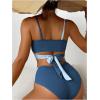 imageSOLY HUX Womens Color Block Bathing Suit Criss Cross Wrap Tie Back Bikini Sets Two Piece SwimsuitBlue Colorblock