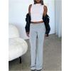 imageSOLY HUX Womens Drawstring Flare Leg Pants Fold Over Waist Casual Long Pants TrousersPlain Light Grey
