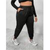 imageSOLY HUX Womens Drawstring High Waisted Cargo Joggers Pants with PocketsPlain Black