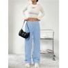 imageSOLY HUX Womens Drawstring Sweatpants Elastic Waist Wide Leg Long Pants with PocketsPlain Light Blue