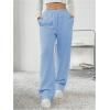 imageSOLY HUX Womens Drawstring Sweatpants Elastic Waist Wide Leg Long Pants with PocketsPlain Light Blue