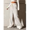 imageSOLY HUX Womens Drawstring Sweatpants Wide Leg Baggy Pants Casual Elastic High Waisted Loose PantsPure Grey