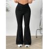 imageSOLY HUX Womens Flare Leg Pants Ruched Elastic Waist Casual Solid PantsPlain Black