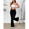 imageSOLY HUX Womens Flare Leg Pants Ruched Elastic Waist Casual Solid PantsPlain Black