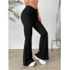imageSOLY HUX Womens Flare Leg Pants Ruched Elastic Waist Casual Solid PantsPlain Black