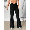 imageSOLY HUX Womens Flare Leg Pants Ruched Elastic Waist Casual Solid PantsPlain Black