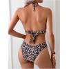 imageSOLY HUX Womens Leopard Print Bathing Suit Halter Ring Linked Two Piece Swimsuit Bikini SetsMulticoloured Leopard