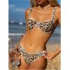 imageSOLY HUX Womens Leopard Print Swimsuit Bow Underwire Bikini Set Two Piece Bathing SuitMulticoloured Leopard