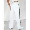 imageSOLY HUX Womens Pants Wide Leg Sweatpants Y2k Casual Drawstring High Waisted Baggy Track Pants Streetwear White Striped M