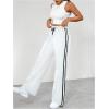 imageSOLY HUX Womens Pants Wide Leg Sweatpants Y2k Casual Drawstring High Waisted Baggy Track Pants Streetwear White Striped M