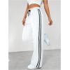 imageSOLY HUX Womens Pants Wide Leg Sweatpants Y2k Casual Drawstring High Waisted Baggy Track Pants Streetwear White Striped M