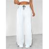 imageSOLY HUX Womens Pants Wide Leg Sweatpants Y2k Casual Drawstring High Waisted Baggy Track Pants Streetwear White Striped M