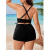 imageSOLY HUX Womens Plus Size Bikini Set Criss Cross Drawstring High Waisted Bathing Suit 2 Piece SwimsuitBlack