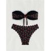 imageSOLY HUX Womens Strapless Bikini Cute Swimsuit Set High Cut Bandeau Bathing Suits Summer Beach WearBlack Cherry