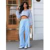 imageSOLY HUX Womens Striped Pants Elastic High Waisted Straight Leg Casual Long PantsBlue and White Striped