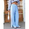 imageSOLY HUX Womens Striped Pants Elastic High Waisted Straight Leg Casual Long PantsBlue and White Striped