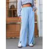 imageSOLY HUX Womens Striped Pants Elastic High Waisted Straight Leg Casual Long PantsBlue and White Striped