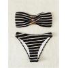 imageSOLY HUX Womens Striped Print Bandeau Bikini Set Strapless Textured Swimsuits Cheeky Summer Bathing SuitsBlack and White