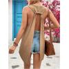 imageSOLY HUX Womens Summer Backless Tank Tops Crew Neck Sleeveless Casual Tshirts VestPlain Khaki