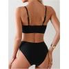 imageSOLY HUX Womens Twist Front Bathing Suit Bikini Sets Two Piece SwimsuitPlain Black