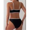imageSOLY HUX Womens Two Piece Bathing Suit Contrast Binding Ruched Bikini Sets SwimsuitBlack and White
