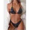imageSOLY HUX Womens Zebra Print Halter Swimsuit Tie Back High Cut Bikini Set 2 Piece Bathing SuitBlack Zebra