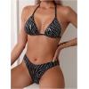 imageSOLY HUX Womens Zebra Print Halter Swimsuit Tie Back High Cut Bikini Set 2 Piece Bathing SuitBlack Zebra