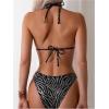 imageSOLY HUX Womens Zebra Print Halter Swimsuit Tie Back High Cut Bikini Set 2 Piece Bathing SuitBlack Zebra