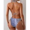 imageSOLY HUX Womens Zebra Print Halter Swimsuit Tie Back High Cut Bikini Set 2 Piece Bathing SuitBlack and White Zebra