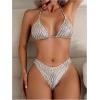 imageSOLY HUX Womens Zebra Print Halter Swimsuit Tie Back High Cut Bikini Set 2 Piece Bathing SuitKhaki Zebra