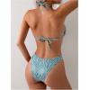 imageSOLY HUX Womens Zebra Print Halter Swimsuit Tie Back High Cut Bikini Set 2 Piece Bathing SuitMint Blue Zebra
