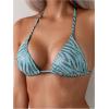 imageSOLY HUX Womens Zebra Print Halter Swimsuit Tie Back High Cut Bikini Set 2 Piece Bathing SuitMint Blue Zebra