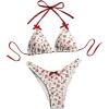 imageSOLY HUX Bathing Suit for Women Floral Print Halter Triangle Swimsuit Two Piece Bikini SetsMulticoloured Floral