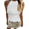 imageSOLY HUX Open Back Halter Tops for Women Tie Backless Ruffle Crop Tops Sleeveless Y2K Going Out CamisolesSolid White