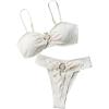 imageSOLY HUX Womens 2 Piece Bathing Suit High Cut Low Rise Textured Cheeky Bikini Set SwimwearSolid Apricot