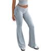 imageSOLY HUX Womens Drawstring Flare Leg Pants Fold Over Waist Casual Long Pants TrousersPlain Light Grey