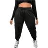 imageSOLY HUX Womens Drawstring High Waisted Cargo Joggers Pants with PocketsPlain Black