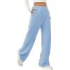 imageSOLY HUX Womens Drawstring Sweatpants Elastic Waist Wide Leg Long Pants with PocketsPlain Light Blue
