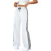 imageSOLY HUX Womens Pants Wide Leg Sweatpants Y2k Casual Drawstring High Waisted Baggy Track Pants Streetwear White Striped M